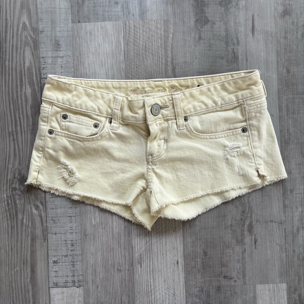 American Eagle Outfitters Pale Yellow Denim Cutoff Shorts
